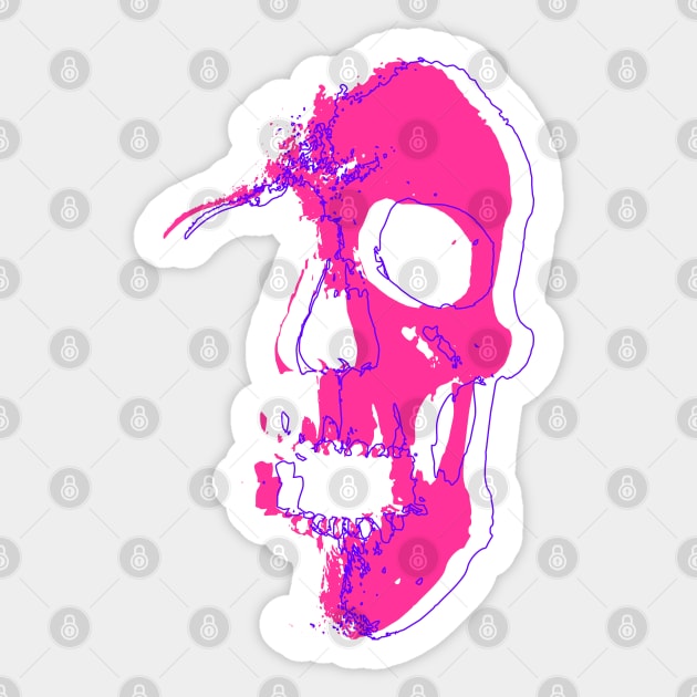 Neon Pink Skull Sticker by CJ Ramirez